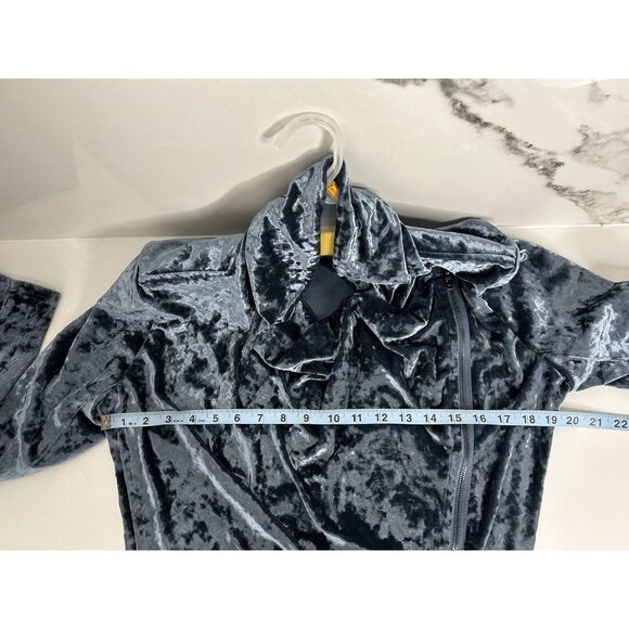 Blank NYC Jacket Blazer Crushed Velvet Asymmetrical Draped Zipper Moto Edgy Sz L - Picture 10 of 11